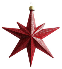 Wall Mural - red star-shaped christmas ornament hanging, cut out - stock png.
