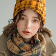 Poster - Winter casual fashion shoot in studio with cozy layers and accessories