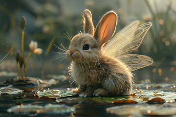 Wall Mural - Enchanted Bunny with Fairy Wings