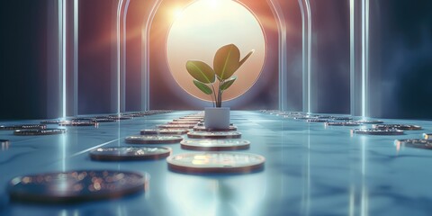Poster - Cryptocurrency business design, realistic, growth demonstration. Generative AI.