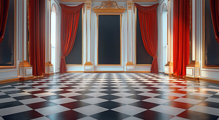 Aufkleber - Stand up comedy stage design, empty gold frames floating. Generative AI.