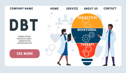 Wall Mural - DBT - Dialectical Behavioral Therapy acronym. business concept background. vector illustration concept with keywords and icons. lettering illustration with icons for web banner, flyer, landing pag