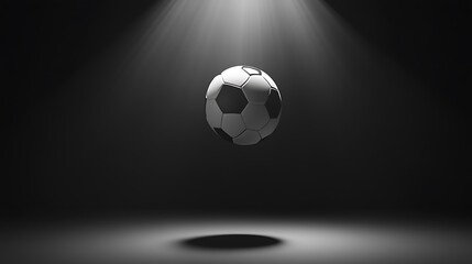 Wall Mural - A Single Soccer Ball Illuminated by a Spotlight