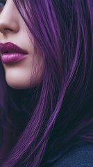 Wall Mural - close-up portrait of a model with straight eggplant colored hair