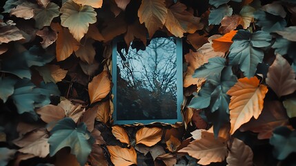 Poster - A Picture Frame Hidden in Autumn Leaves