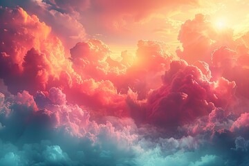 Wall Mural - A colorful sky with clouds and a sun