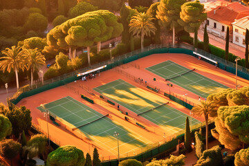 Poster - A tennis court, aerial view