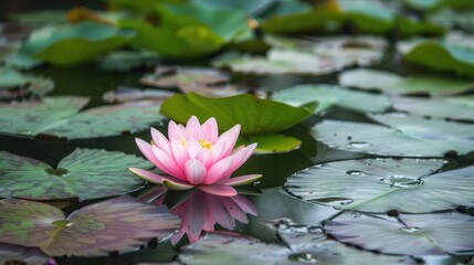 Canvas Print - Lotus flower in the pond is pink