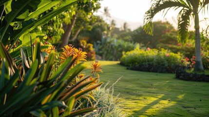 Wall Mural - Lush garden plant with picturesque view