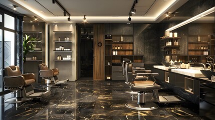 Sticker - Barbershop elegant with luxurious design and high-end amenities