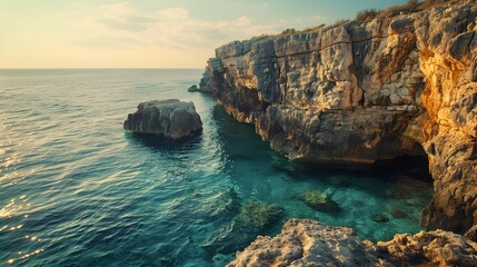 Wall Mural - A coastline with cliffs rising majestically img