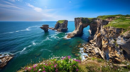 Canvas Print - The coast is unique surrounded by high cliffs