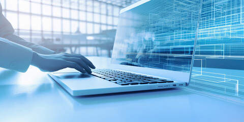 generated illustration of the programmer or coder is working on the computer