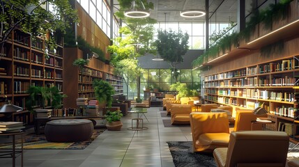 Wall Mural - Libraries with modern design and high-tech equipment provide