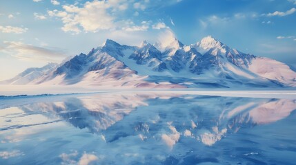 Poster - The mountain peaks reflected in the snow-white salt