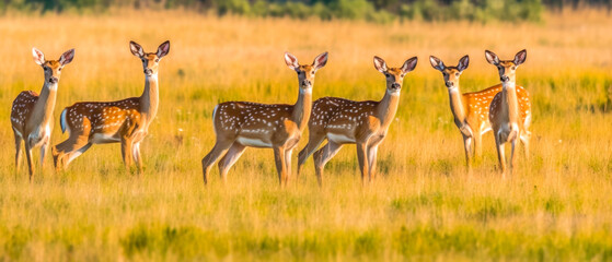 Wall Mural - A group of Fawns