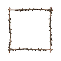 Wall Mural - a square frame of dry twigs isolated on a white background.