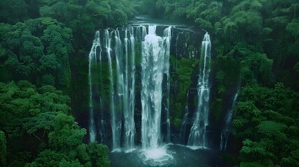 Canvas Print - Waterfalls falling from a height