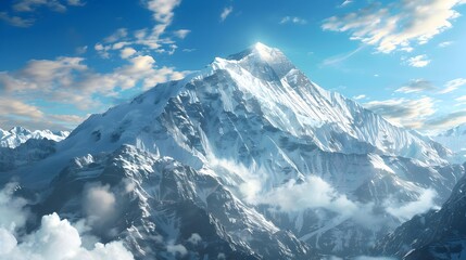 Wall Mural - snow-capped mountain towering above the valley. snow