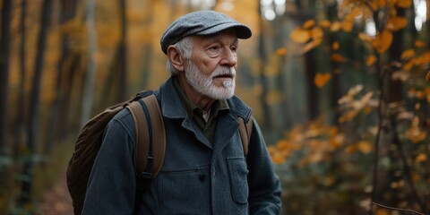 Canvas Print - Man hiking in woods