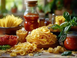 Wall Mural - Pasta varieties on display