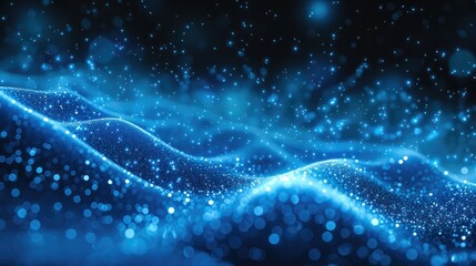 Aufkleber - Abstract background with glowing blue and white dots, Glowing light dot on a dark backdrop. Generative AI.