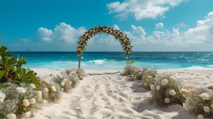 Wall Mural - A path of white sand leading picture