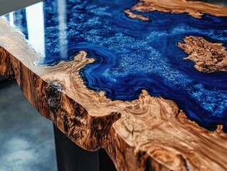 Wall Mural - Wooden Table with Glass Top Close-up