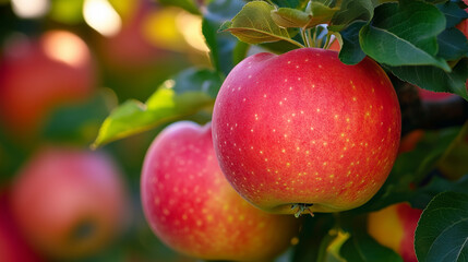 apples on the tree in apple orchard