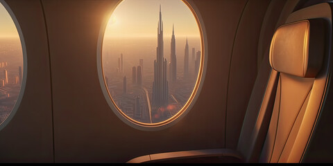 Wall Mural - Airplane seat with a great view from the window