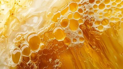 Sticker - Abstract Pattern of Golden Bubbles in Liquid