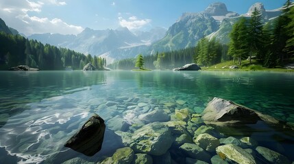 Canvas Print - The rocks surrounding the crystal clear water