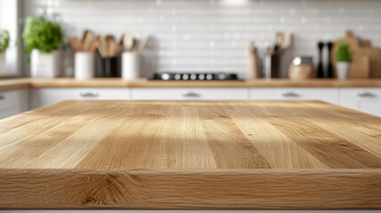 Wooden countertop on a bright kitchen background, perfect for displaying or photographing products. --ar 16:9 --v 6.1 Job ID: e89ce465-eb8a-4002-a9d9-af0d1d79700c