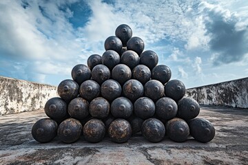 Canvas Print - Metal balls on concrete floor