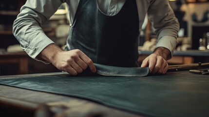 Sticker - Man cutting leather