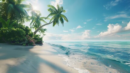 Canvas Print - Lagoon with white sand and clear turquoise water