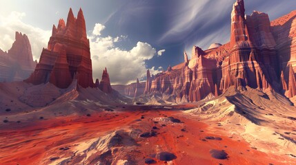 Wall Mural - Landscape with red sandstones creating unique natural shapes