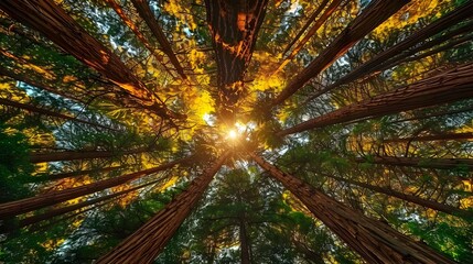 Wall Mural - Forests in california filled with giant trees