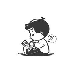 Poster - a cartoon boy writing in a notebook with a pencil
