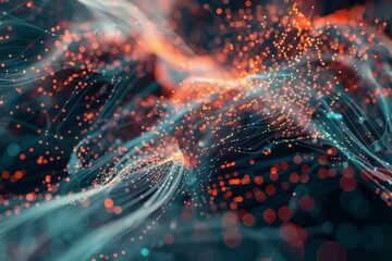 Poster - A digital landscape representing the future of the internet, showcasing advanced technology and connectivity innovations, Data visualization of network traffic, AI generated