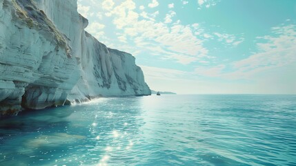 Wall Mural - Shore line with white chalk cliffs