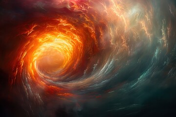 Wall Mural - a swirling galaxy with a bright orange center