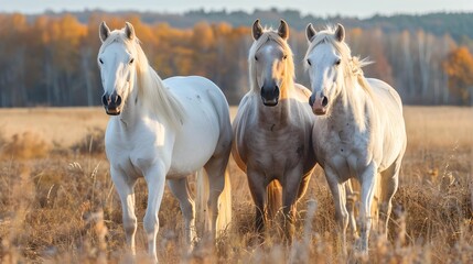 Poster - American cream horses with their characteristic light coloring image