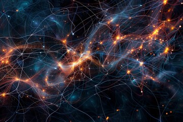 Poster - An abstract depiction of the internet's future, featuring interconnected devices and vibrant digital elements, Data visualization of network traffic, AI generated