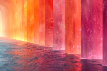 Poster - A series of colorful pillars are lit up, creating a vibrant