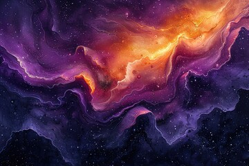Wall Mural - a purple and orange galaxy with a lot of stars and a few planets