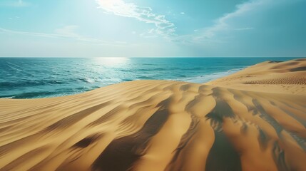 Canvas Print - Sea sand dunes smoothly turning into the ocean