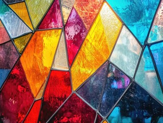 Poster - Colorful Stained Glass Window Close Up