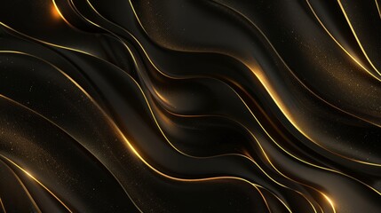 Wall Mural - Abstract illustration featuring elegant black line patterns on a luxurious dark background, perfect for modern designs, website headers, and sophisticated branding projects