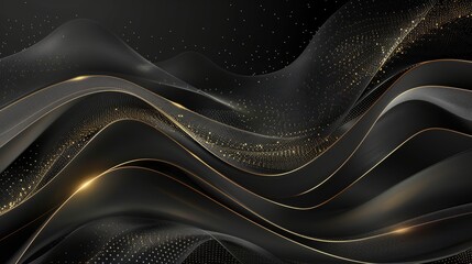 Wall Mural - Abstract illustration featuring elegant black line patterns on a luxurious dark background, perfect for modern designs, website headers, and sophisticated branding projects